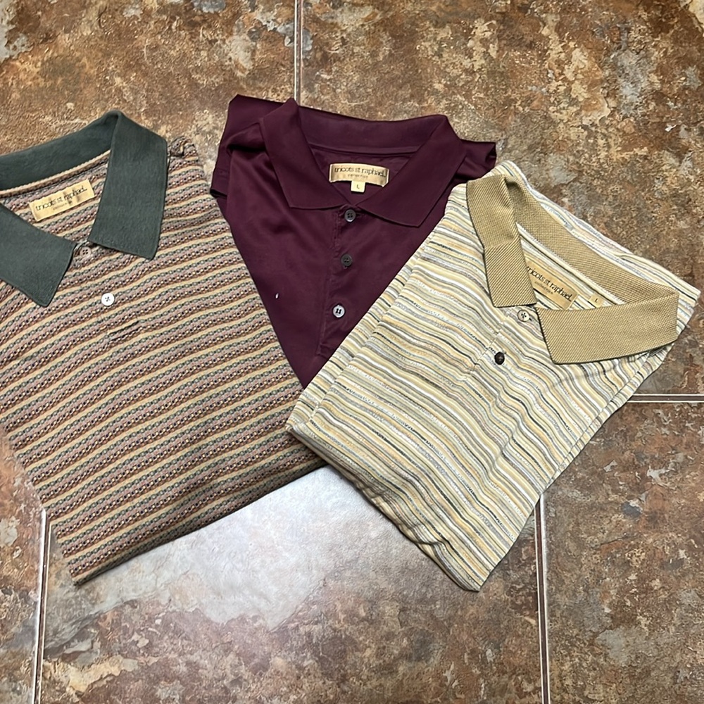 3 tricotes st raphael men’s large cotton s/s golf shirts